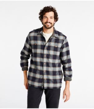 Men's Fleece-Lined Flannel Shirt, Snap Front, Slightly Fitted
