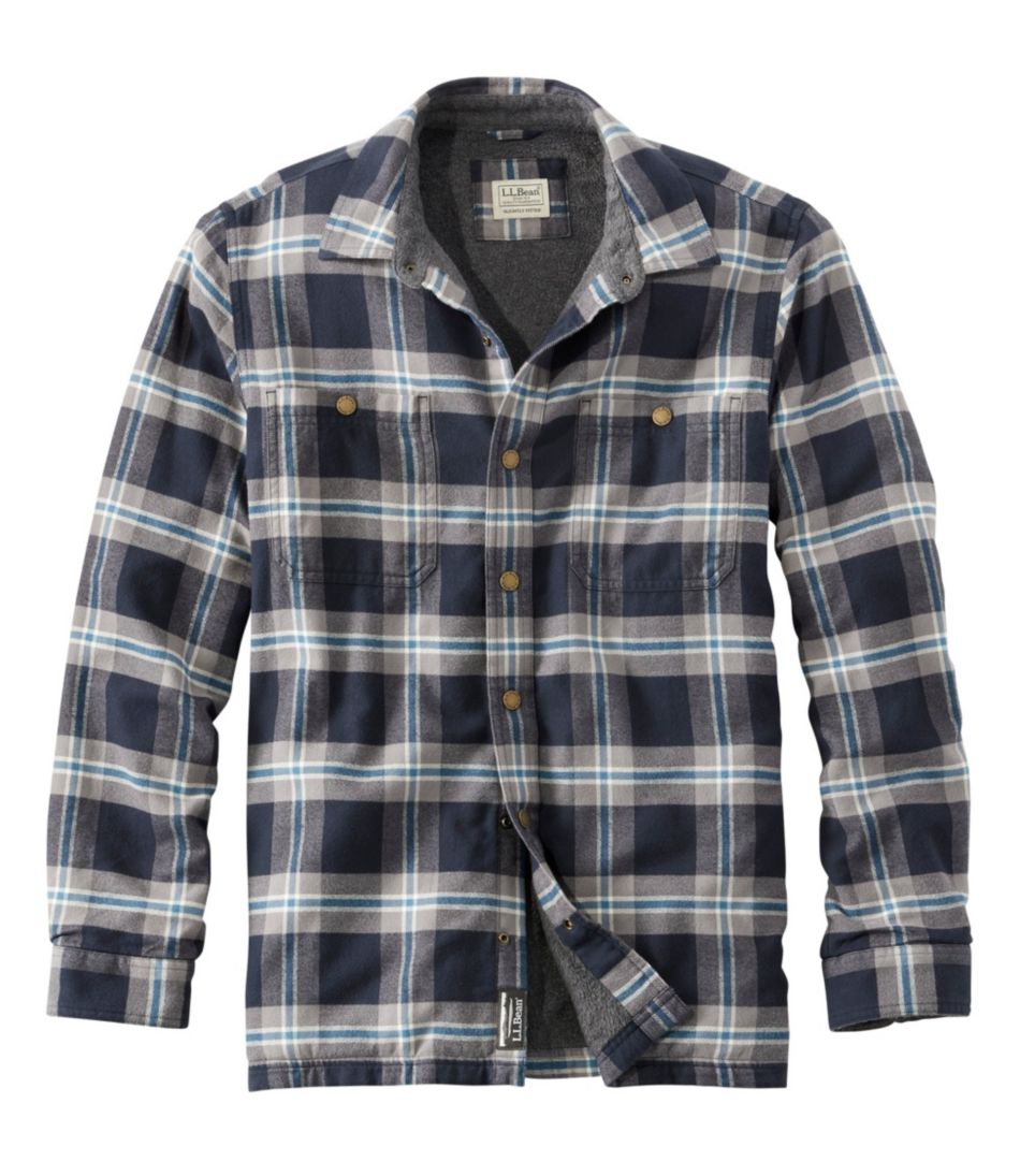 Men's Fleece-Lined Flannel Shirt, Snap Front, Slightly Fitted | Shirts ...