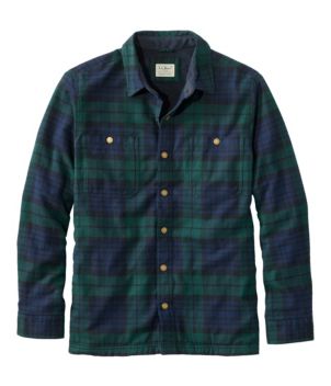 Men's Fleece-Lined Flannel Shirt, Snap Front, Slightly Fitted