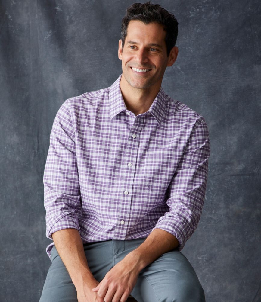 Men's Wrinkle-Free Ultrasoft Brushed Cotton Shirt, Long-Sleeve, Slightly Fitted Untucked Fit