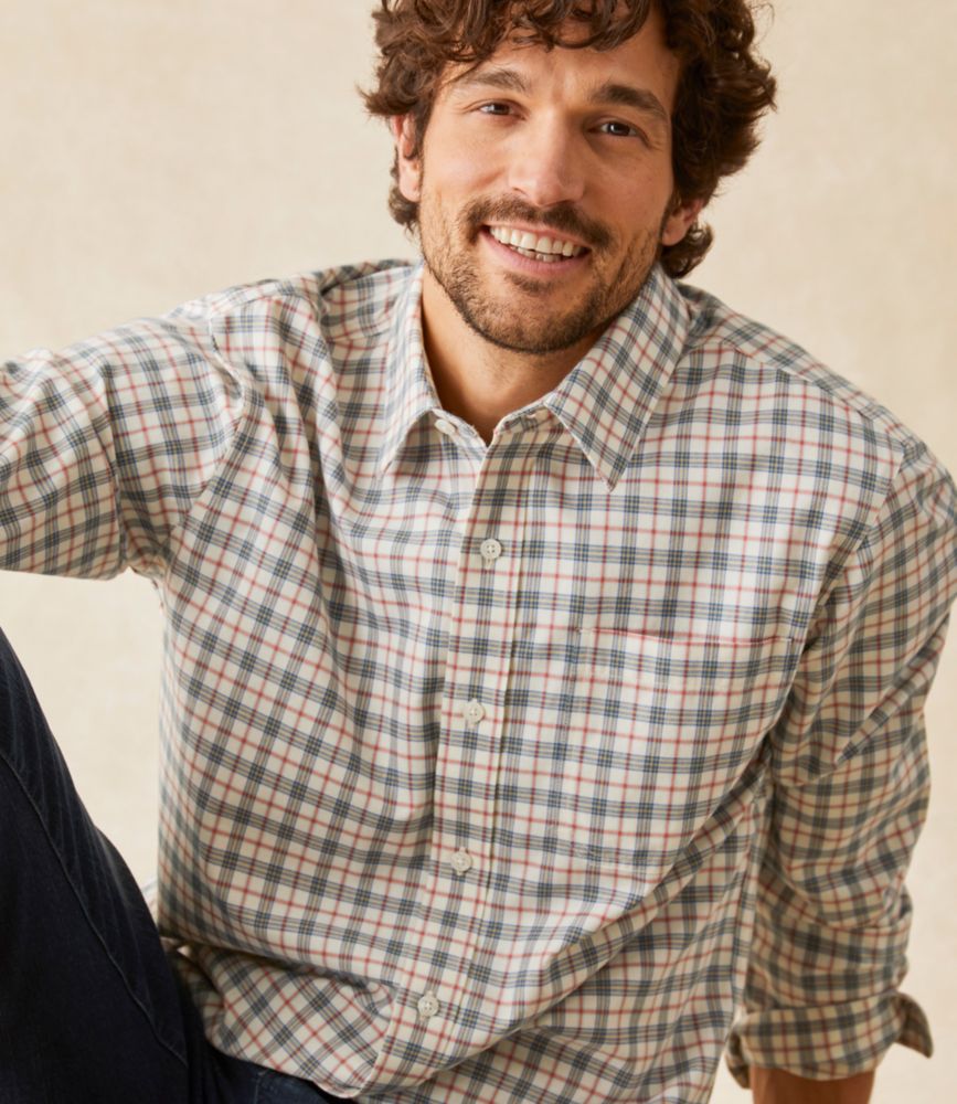 Men's Wrinkle-Free Ultrasoft Brushed Cotton Shirt, Long-Sleeve, Slightly Fitted Untucked Fit