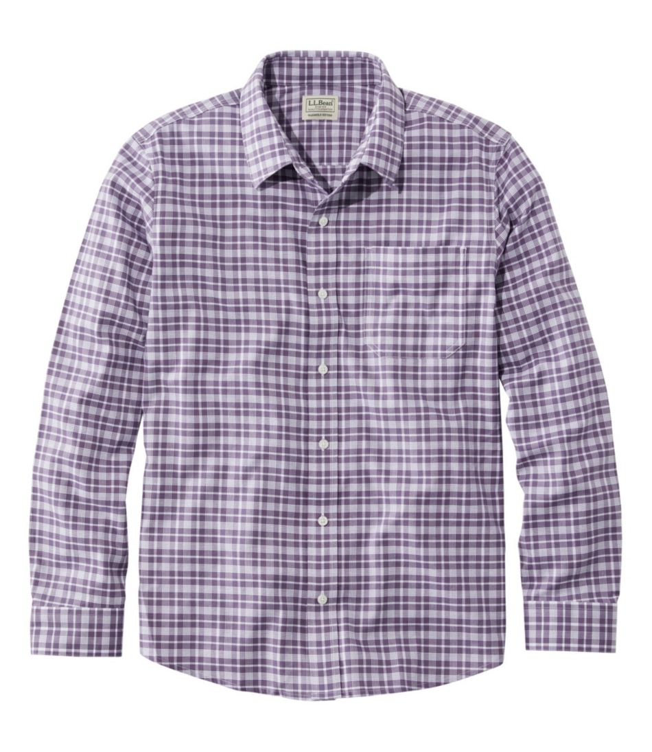 Men's Wrinkle-Free Ultrasoft Brushed Cotton Shirt, Long-Sleeve, Slightly Fitted Untucked Fit Muted Purple Extra Large | L.L.Bean