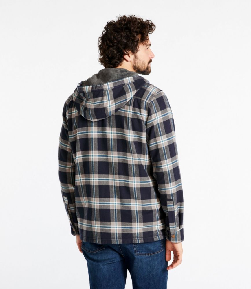 Men's Fleece-Lined Flannel Shirt, Hooded Snap Front, Slightly Fitted, , small image number 3