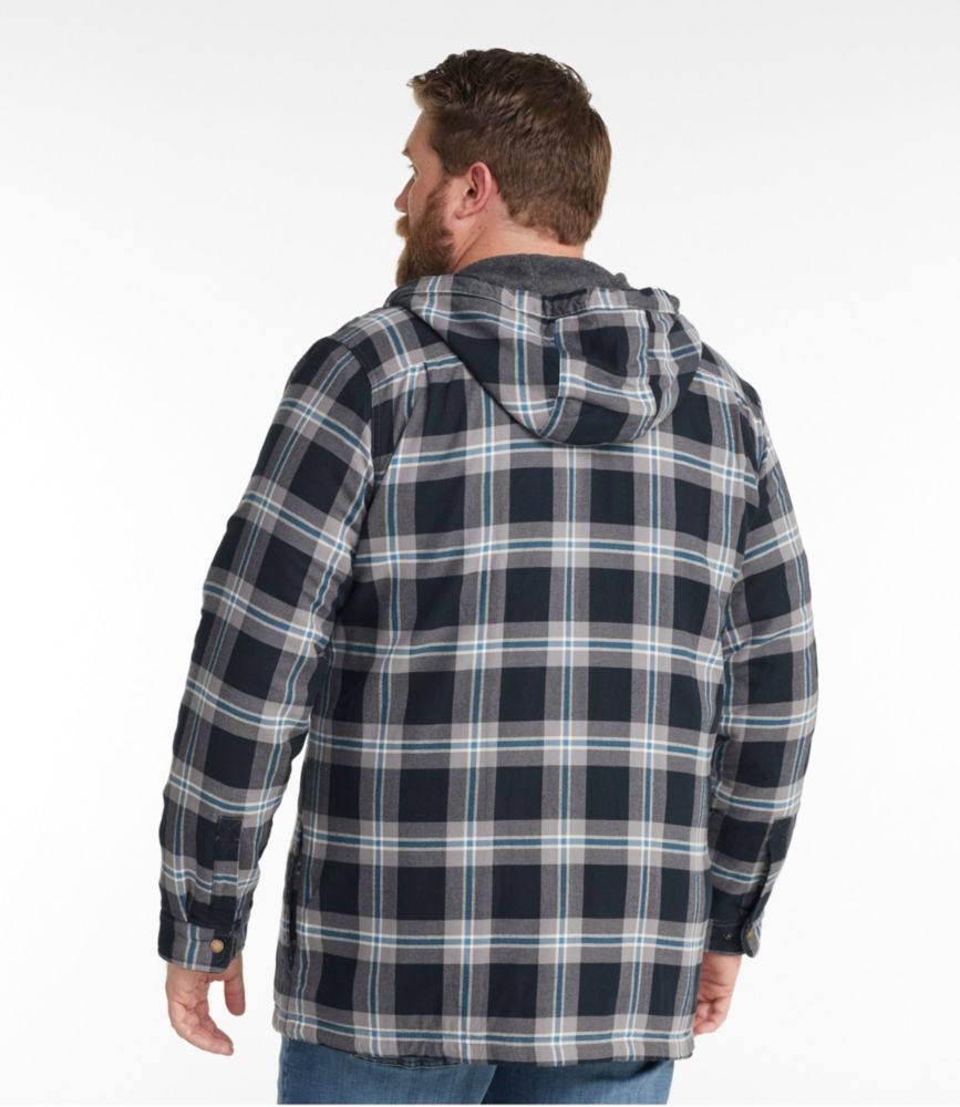 Men's Fleece-Lined Flannel Shirt, Hooded Snap Front, Slightly Fitted, Allspice, small image number 5