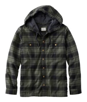 Men's Fleece-Lined Flannel Shirt, Hooded Snap Front, Slightly Fitted
