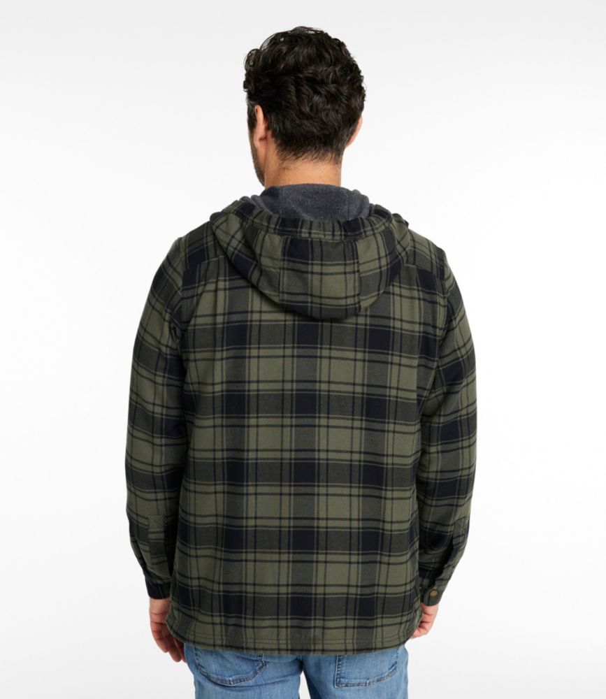 Men's Fleece-Lined Flannel Shirt, Hooded Snap Front, Slightly Fitted