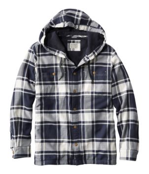 Men's Fleece-Lined Flannel Shirt, Hooded Snap Front, Slightly Fitted