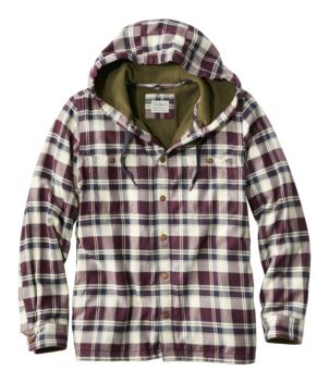 Men's Fleece-Lined Flannel Shirt, Hooded Snap Front, Slightly Fitted