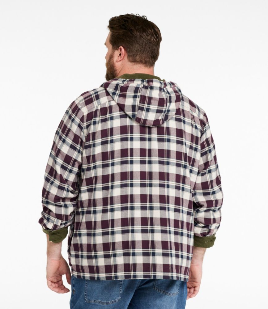 Men's Fleece-Lined Flannel Shirt, Hooded Snap Front, Slightly Fitted