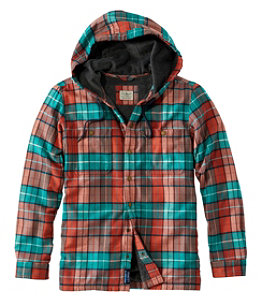 Men's Fleece-Lined Flannel Shirt, Hooded Snap Front, Slightly Fitted