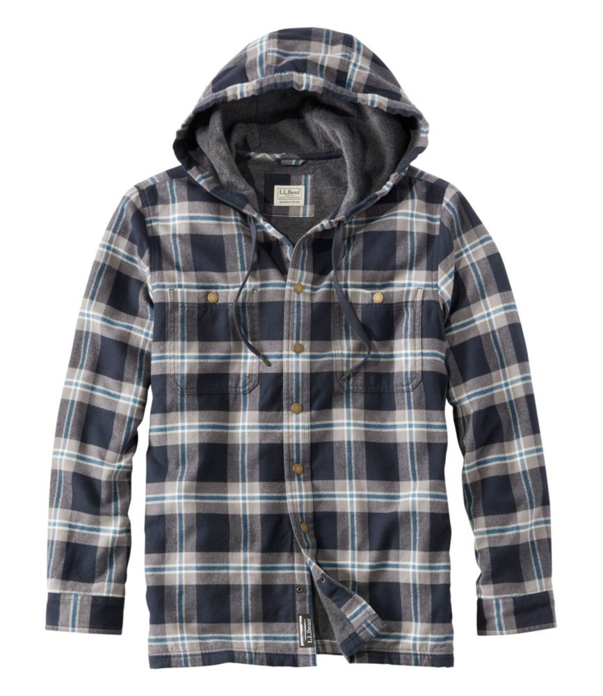 Fleece lined flannel shirt with hood hotsell