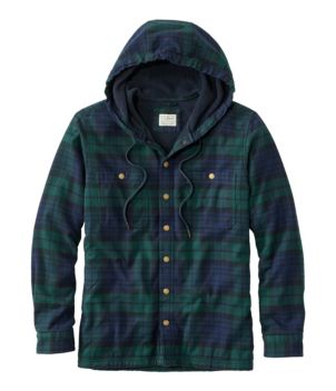 Men's Fleece-Lined Flannel Shirt, Hooded Snap Front, Slightly Fitted