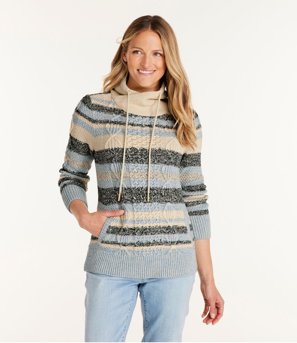 Women s Signature Cotton Funnelneck Sweater Stripe at L.L. Bean