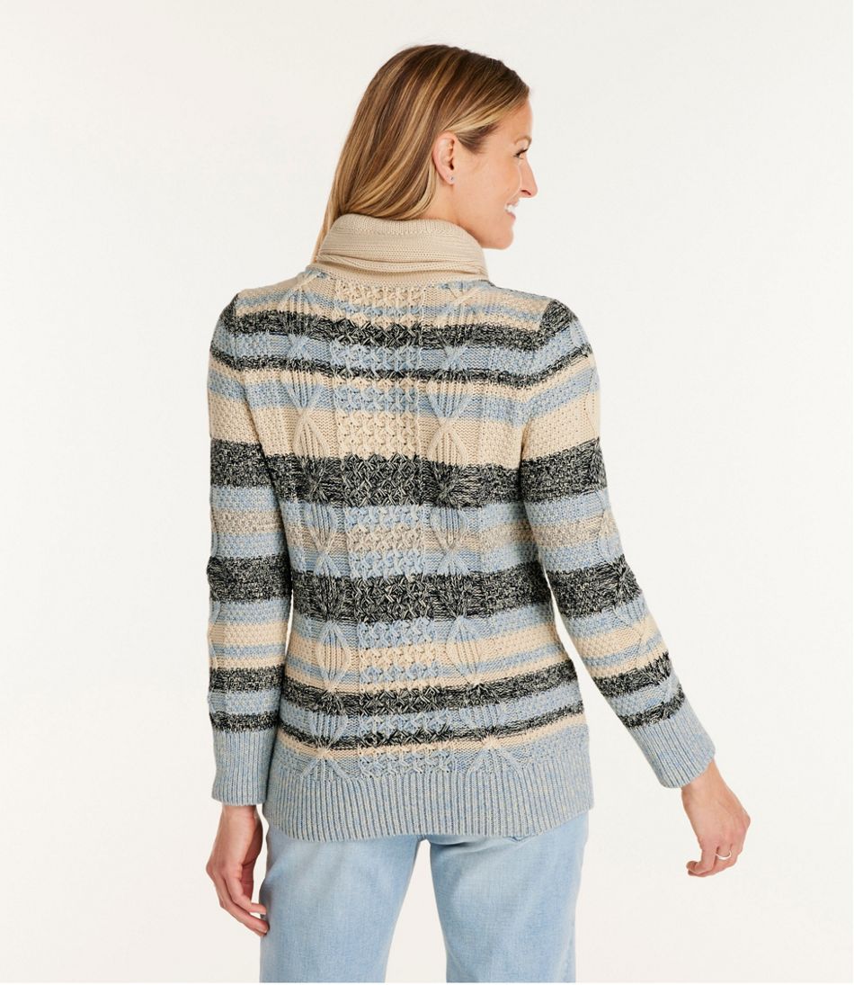 Women's Signature Cotton Funnelneck Sweater, Stripe