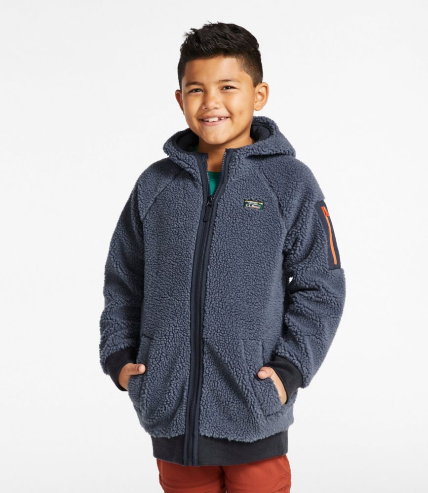 Kids' Sherpa Fleece Long Coat, Soapstone/Carbon Navy, small image number 3