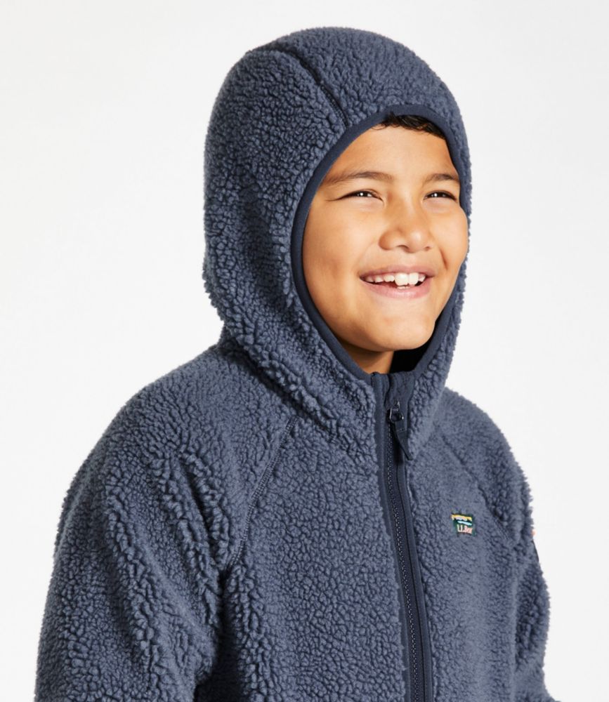 Kids' Sherpa Fleece Long Coat, Soapstone/Carbon Navy, small image number 4