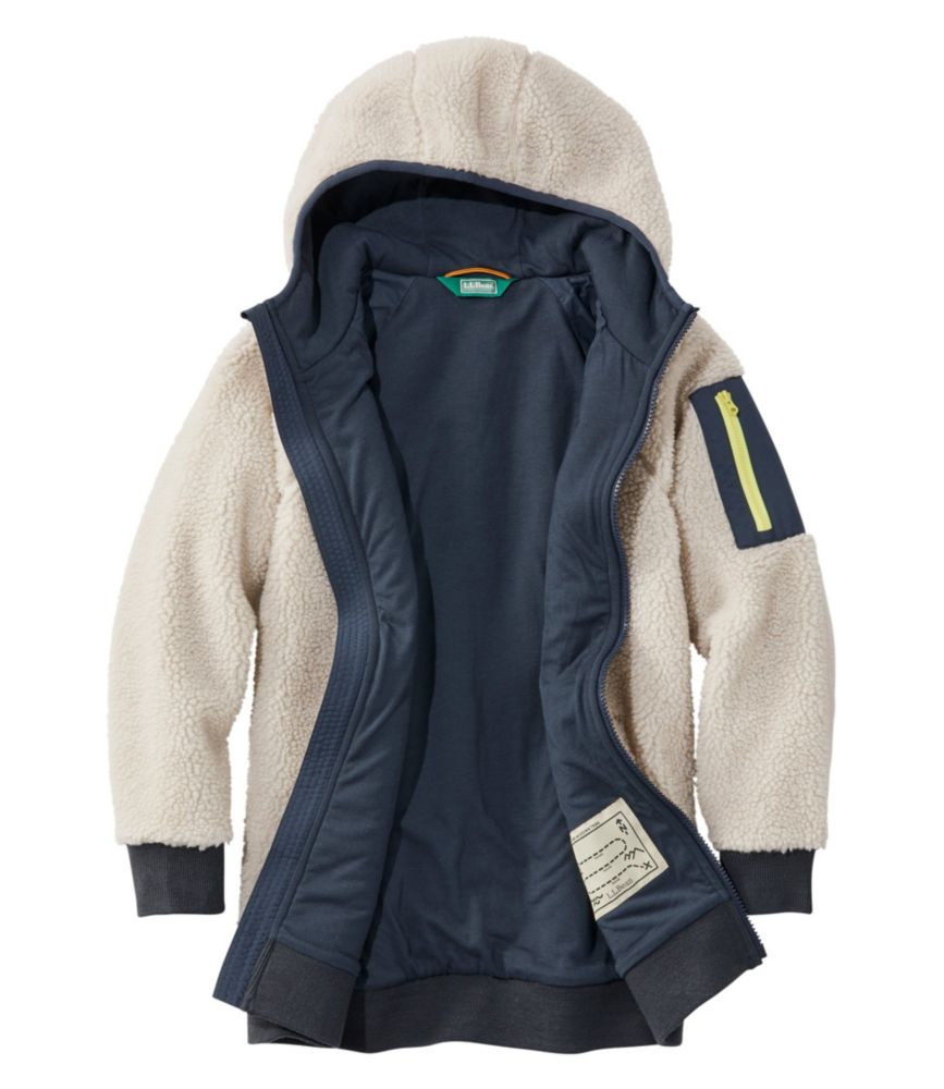 Kids' Sherpa Fleece Long Coat, Soapstone/Carbon Navy, small image number 5