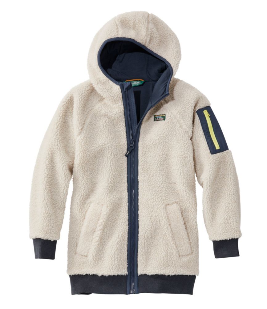 Kids' Sherpa Fleece Long Coat, Soapstone/Carbon Navy, small image number 1