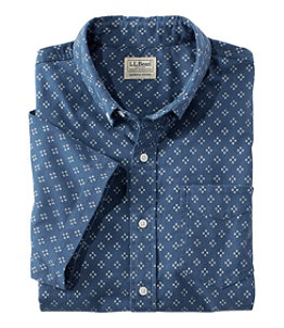 Men's Comfort Stretch Oxford, Slightly Fitted Untucked Fit, Short-Sleeve, Print