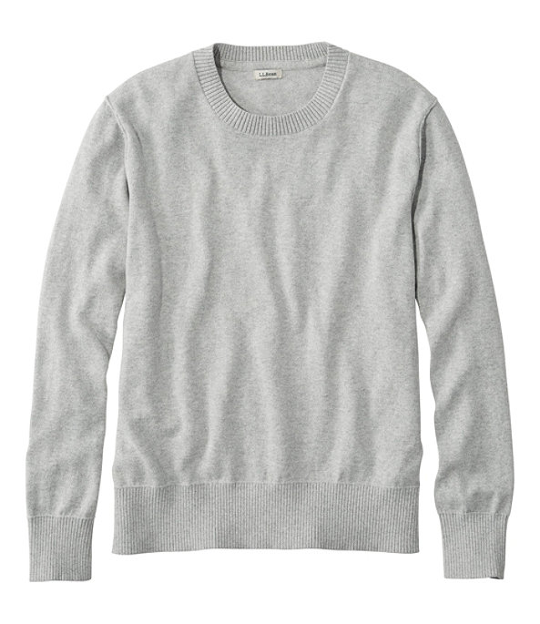 Cotton Cashmere Crewneck Sweater, Light Gray Heather, large image number 0