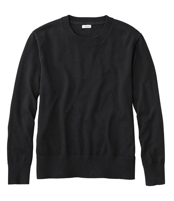 Cotton Cashmere Crewneck Sweater, Classic Black, large image number 0