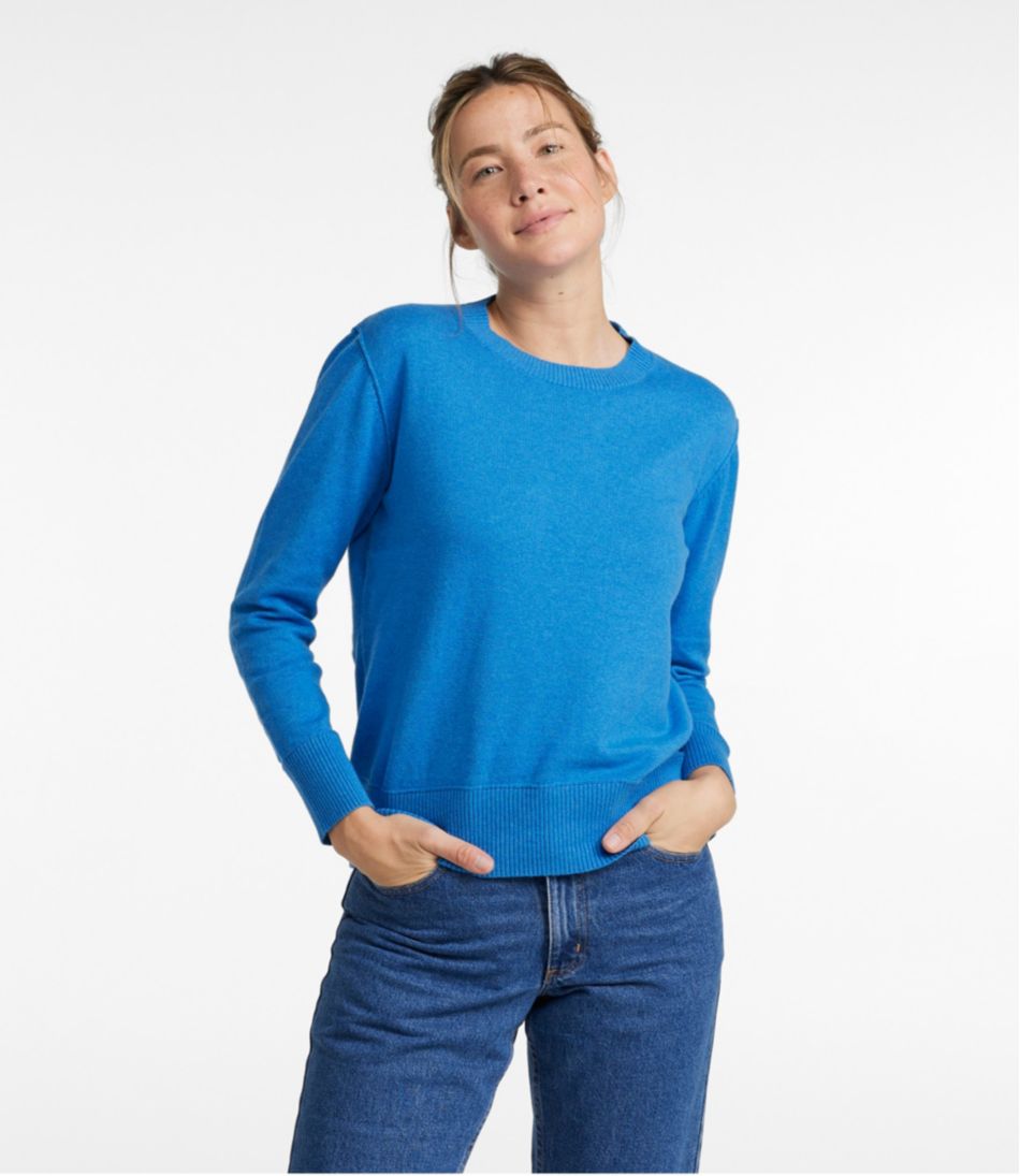 LL bean Womens Crewneck Sweatshirt Size L Blue Pre-Owned