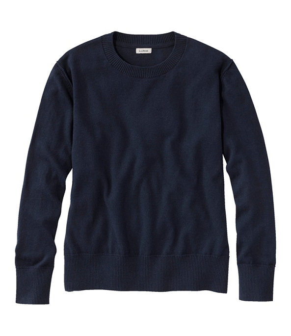 Cotton Cashmere Crewneck Sweater, Classic Navy, large image number 0