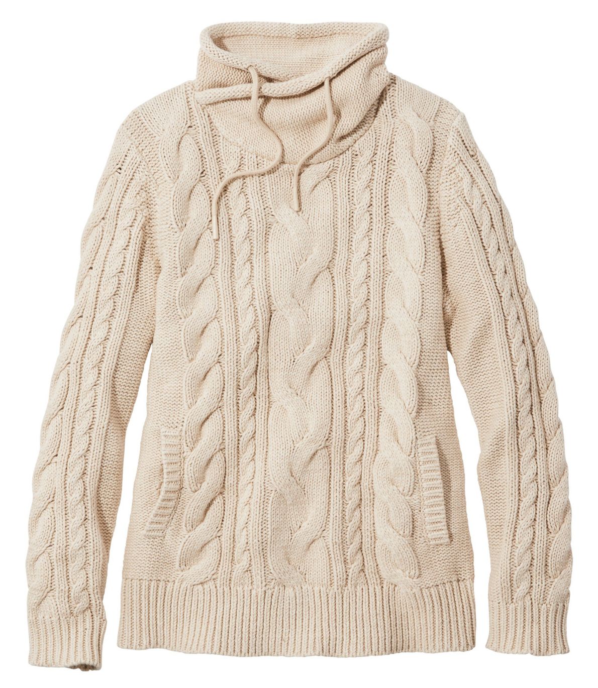 Women's Double L® Mixed-Cable Sweater, Funnelneck