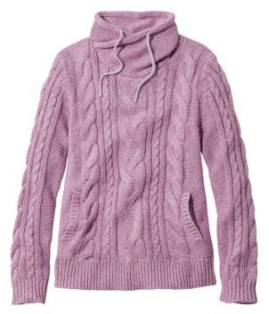 Women's Double L® Mixed-Cable Sweater, Funnelneck