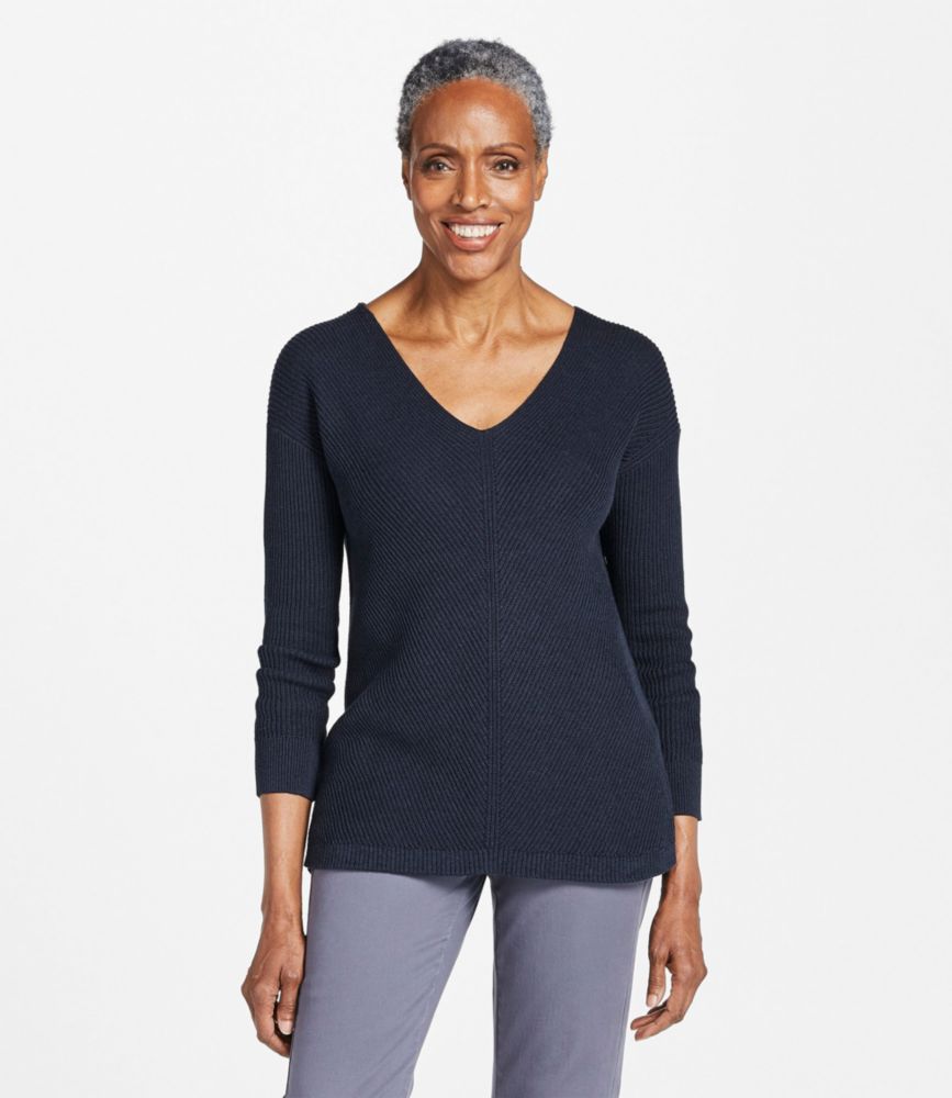 Women s Cotton Shaker Stitch Sweater V Neck LL Bean Canada Storefront Catalog EN L.L.Bean Canada