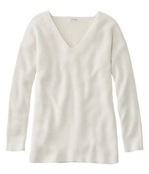 Women's Cotton Shaker Stitch Sweater, V-Neck