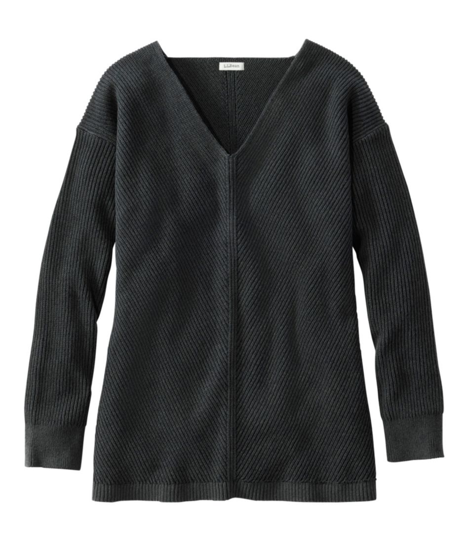 Women's Cotton Shaker-Stitch Sweater, V-Neck