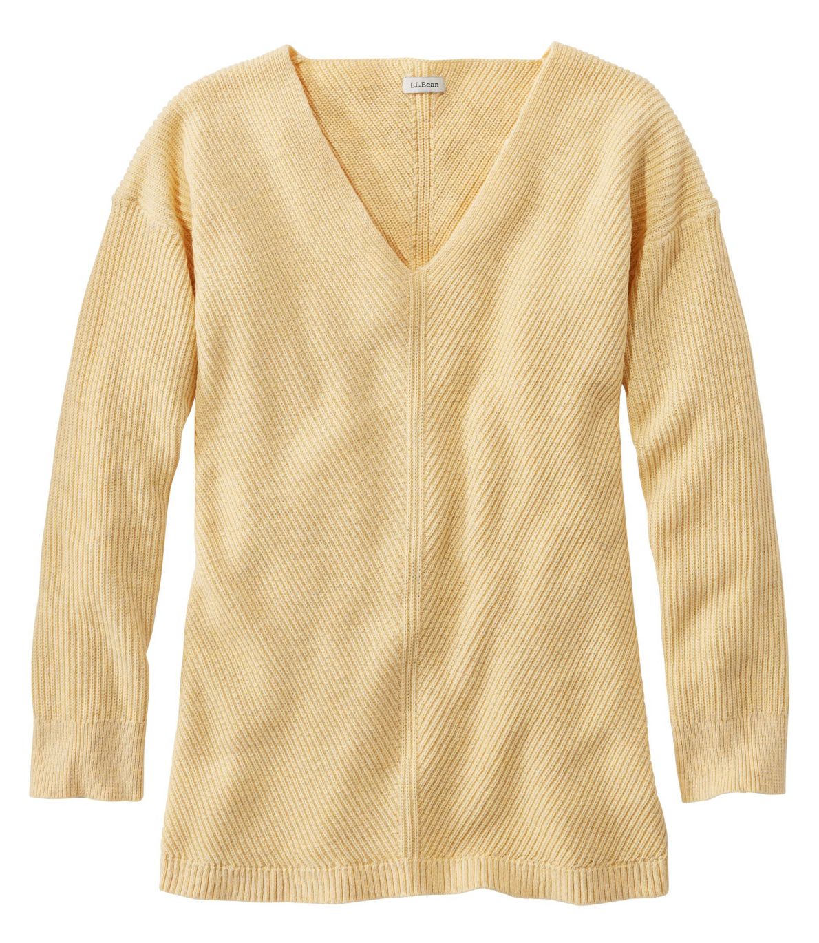 Women's Cotton Shaker-Stitch Sweater, V-Neck