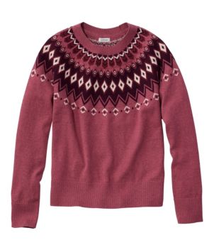 Women's Cotton/Cashmere Sweater, Crewneck Fair Isle