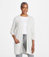 Women's Cotton Shaker-Stitch Sweater, Open Long Cardigan