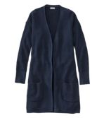 Women's Cotton Shaker-Stitch Sweater, Open Long Cardigan