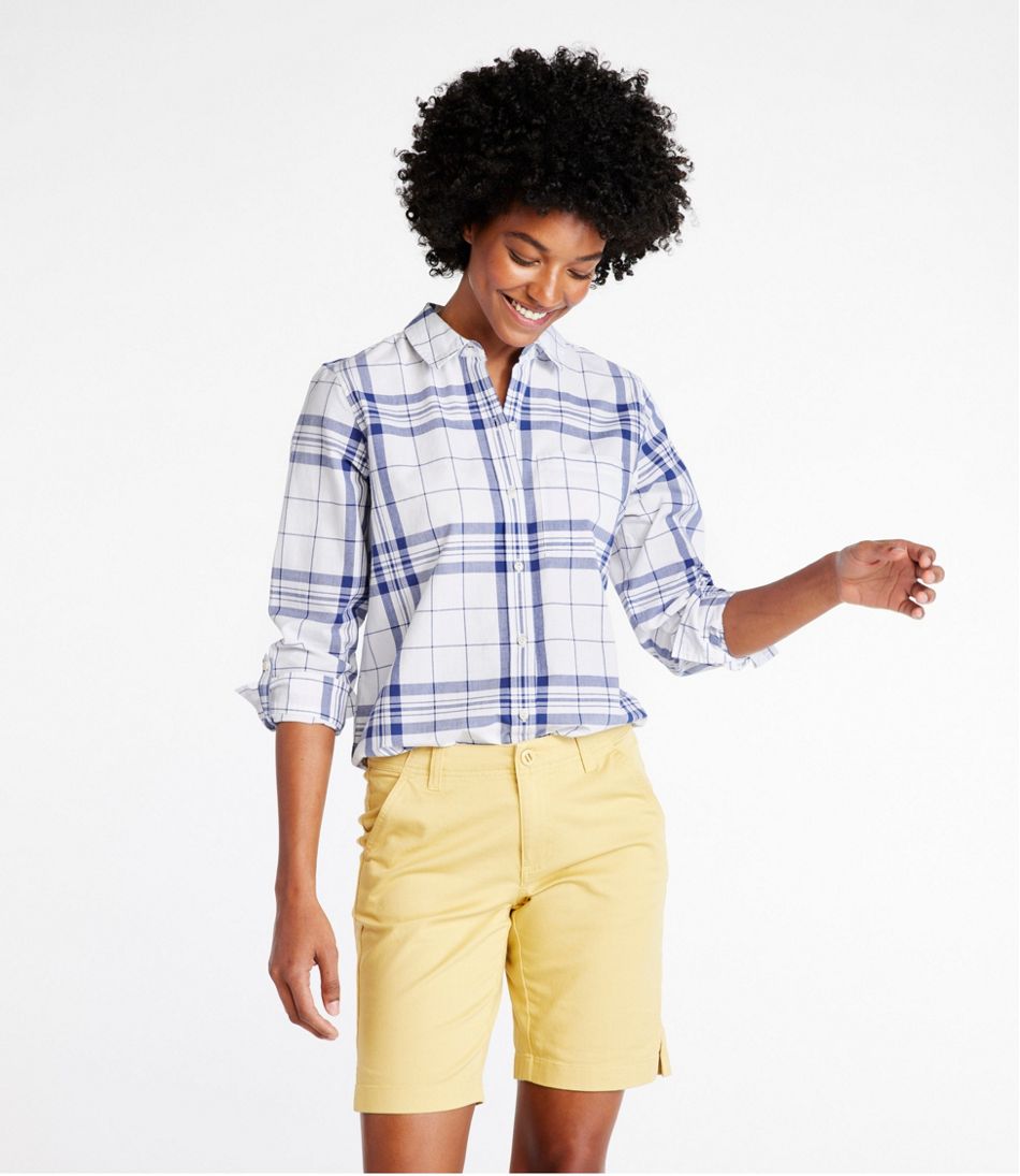 Women's Organic Classic Cotton Shirt, Plaid, Long-Sleeve