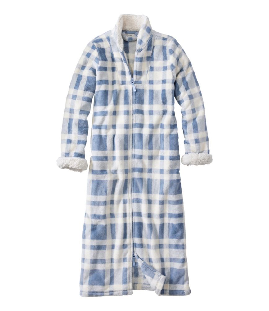 Women's Wicked Plush Robe, Full-Zip, Baltic Blue Plaid, small image number 1