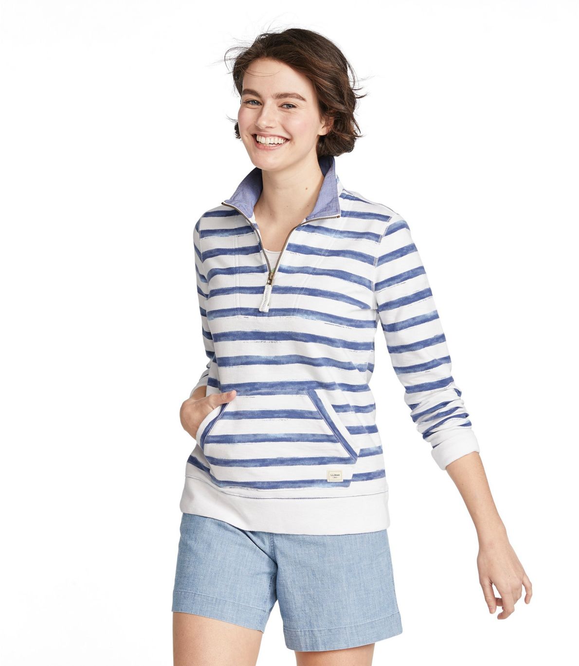 Women's Organic Cotton Sweatshirt, Quarter-Zip Pullover Print