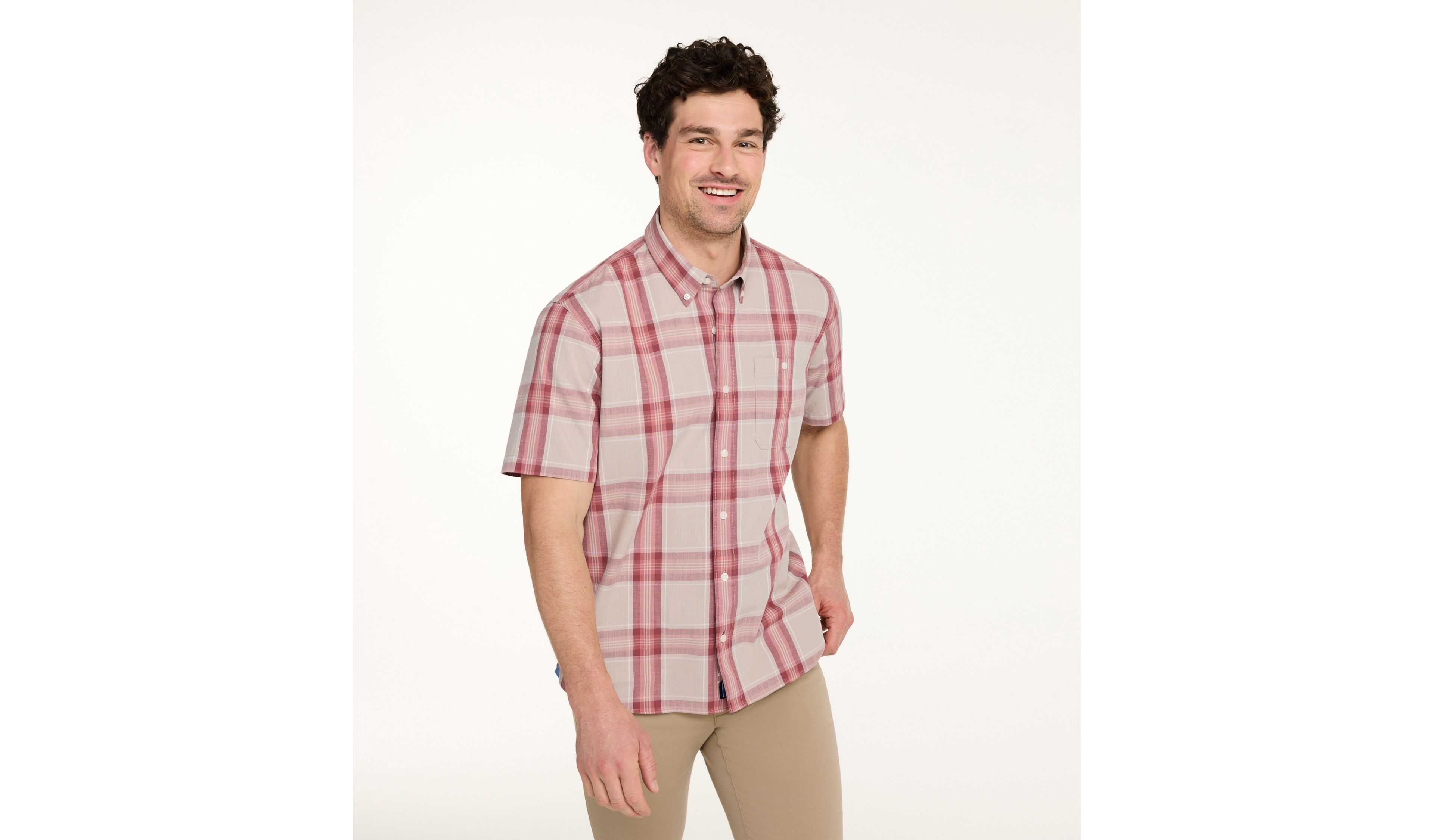 Men's Comfort Stretch® Chambray Shirt, Traditional Fit, Short-Sleeve