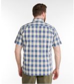 Men's Comfort Stretch Chambray Shirt, Traditional Untucked Fit, Short-Sleeve, Plaid