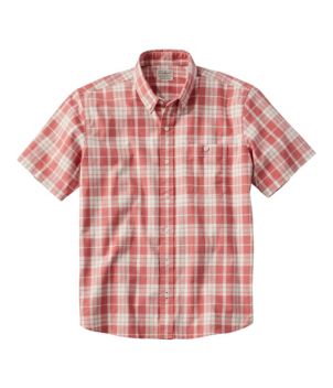 Men's Comfort Stretch Chambray Shirt, Traditional Untucked Fit, Short-Sleeve, Plaid