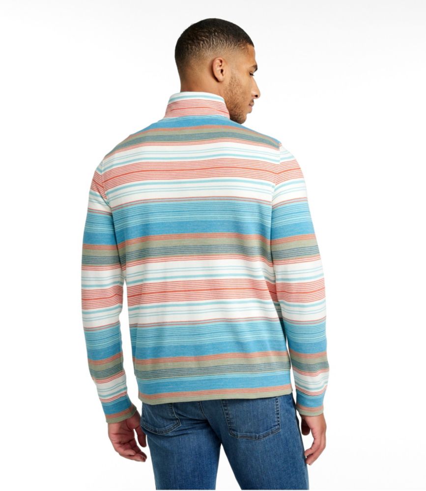 Men's Comfort Stretch Piqué Quarter Zip Pullover, Long-Sleeve, Stripe, Bright Mariner Multi, small image number 3