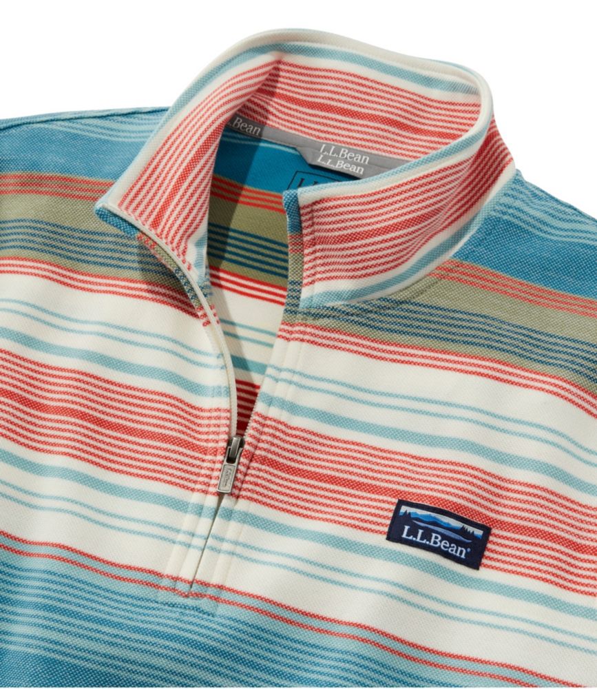 Men's Comfort Stretch Piqué Quarter Zip Pullover, Long-Sleeve, Stripe, , small image number 6