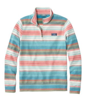 Men's Comfort Stretch Piqué Quarter Zip Pullover, Long-Sleeve, Stripe