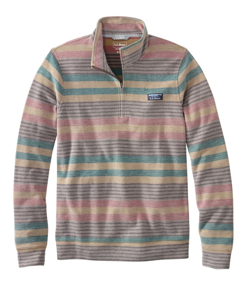 Men's Comfort Stretch Piqué Quarter Zip Pullover, LongSleeve, Stripe Sweatshirts & Fleece at