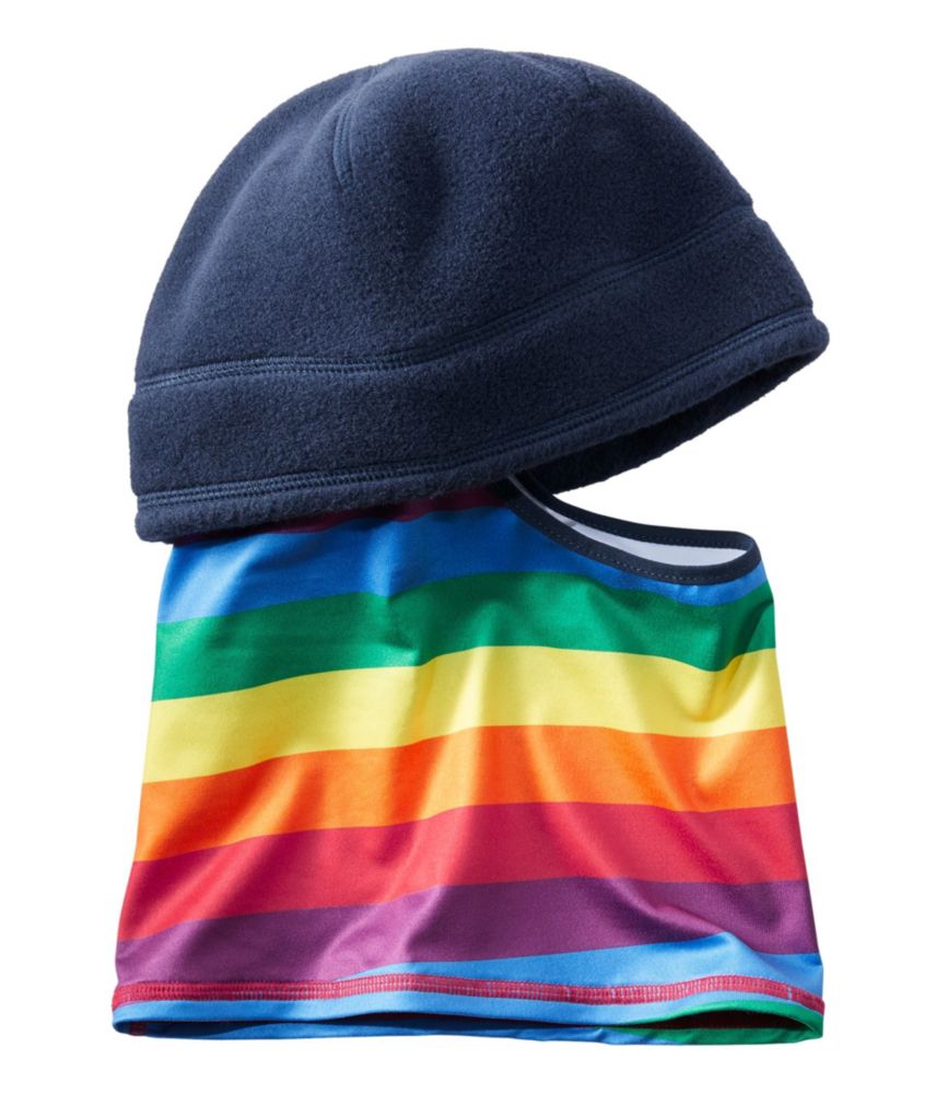 Kids' Mountain Classic Fleece Hat And Gaiter Combo, Nautical Navy/Rainbow Stripe Print, small image number 1