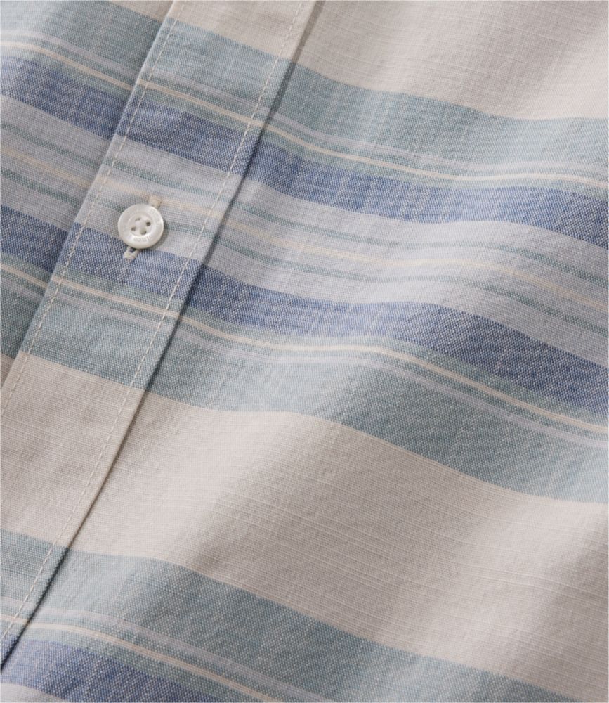 Men's Comfort Stretch Chambray Shirt, Traditional Untucked Fit, Short-Sleeve, Stripe, Foggy Blue, small image number 5