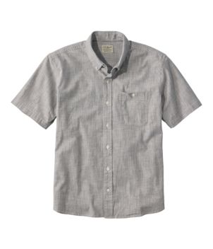 Men's Comfort Stretch Chambray Shirt, Traditional Untucked Fit, Short-Sleeve, Stripe
