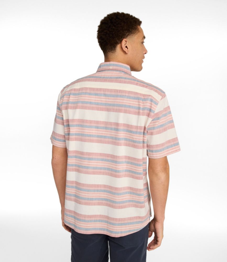 Men's Comfort Stretch Chambray Shirt, Traditional Untucked Fit, Short-Sleeve, Stripe